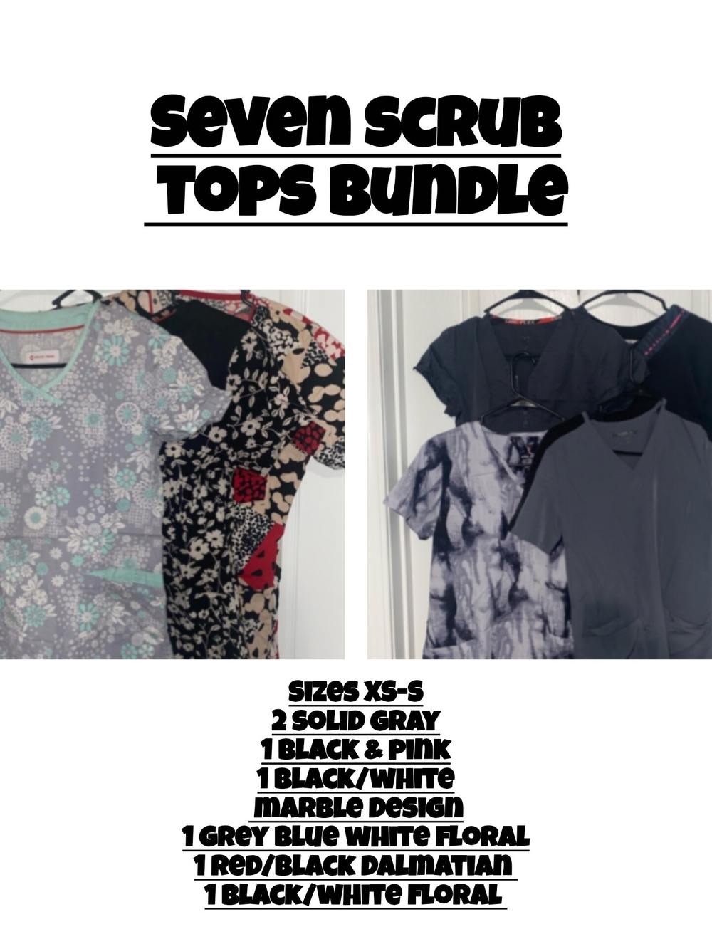 White Cross Gray Floral Scrub Top with Mint Trim